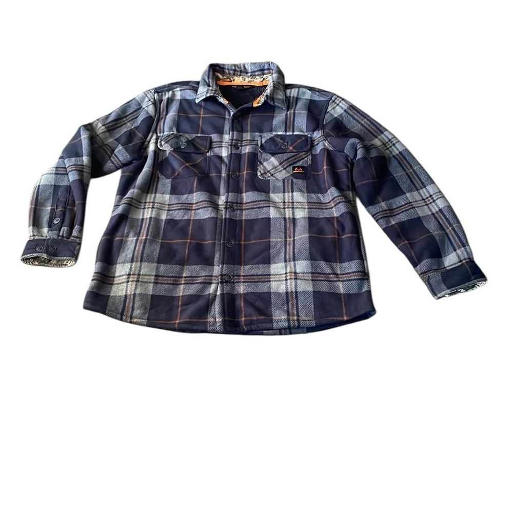 Realtree Mens Sherpa Plaid Flannel Warm Jacket